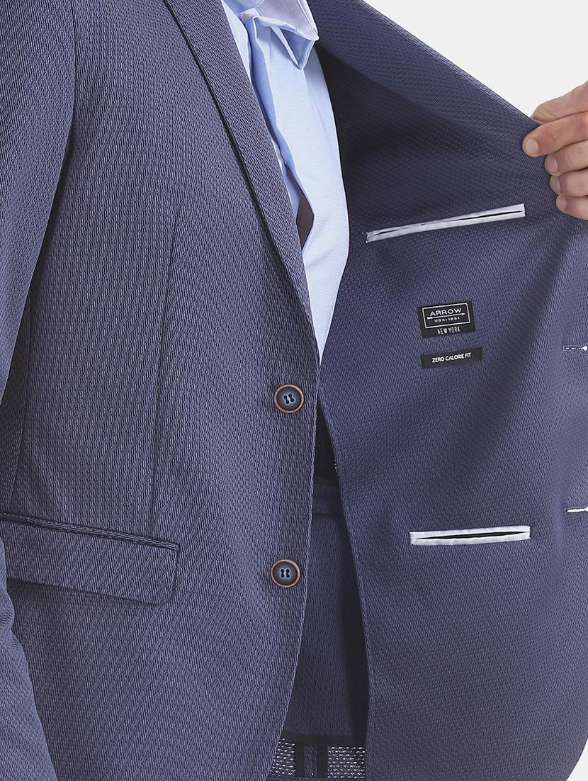 blue self design single breasted formal blazer - 17729728 - Zoom Image - 6