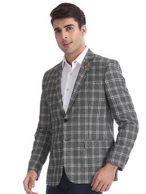 grey checkered single breasted formal blazer - 17729764 - Standard Image - 2