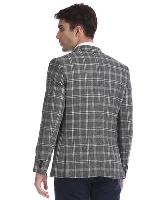 grey checkered single breasted formal blazer - 17729764 - Standard Image - 3