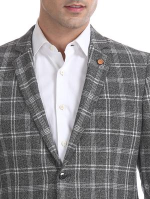 grey checkered single breasted formal blazer - 17729764 - Standard Image - 5