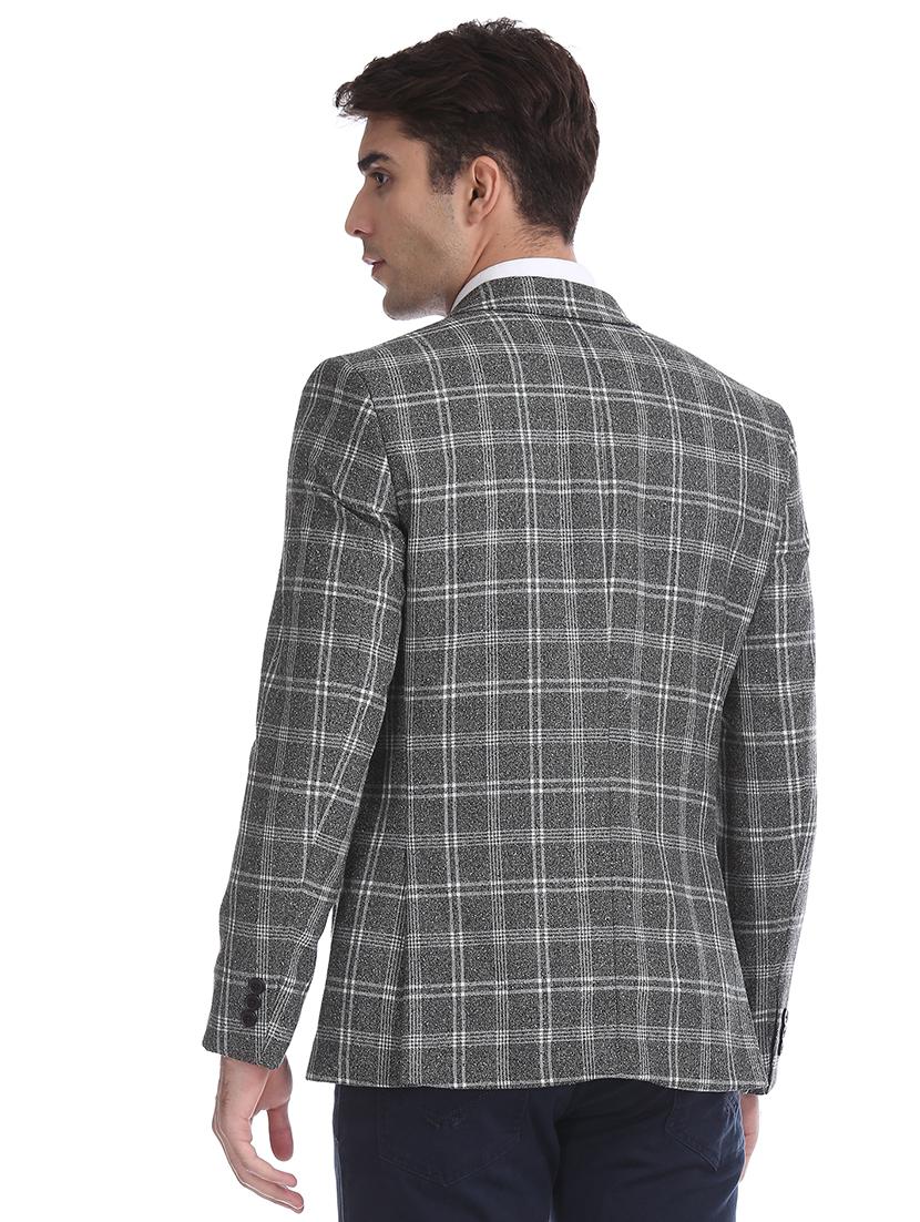 grey checkered single breasted formal blazer - 17729764 - Zoom Image - 3