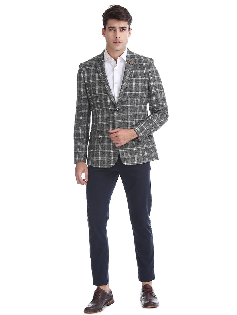 grey checkered single breasted formal blazer - 17729764 - Zoom Image - 4