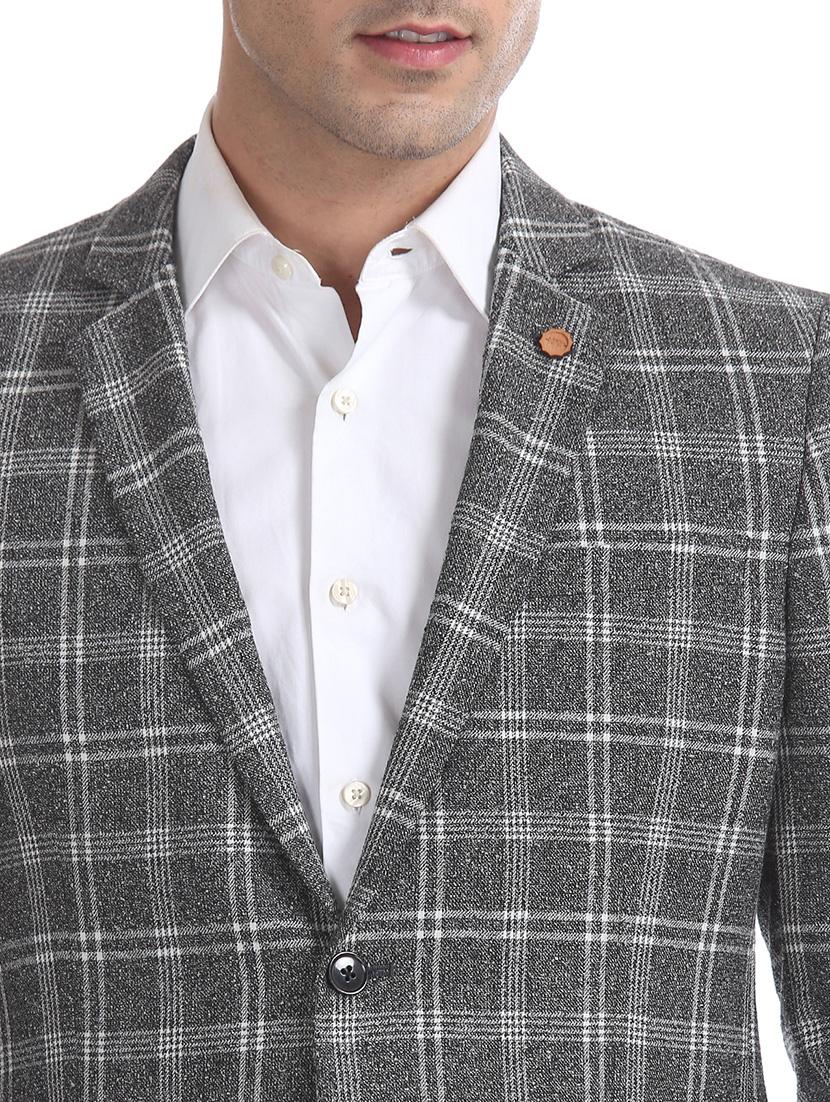 grey checkered single breasted formal blazer - 17729764 - Zoom Image - 5