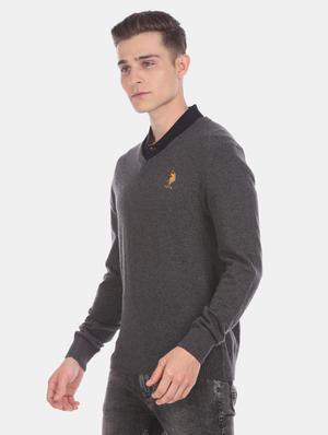 grey solid pullover - 17730058 - Standard Image - 2