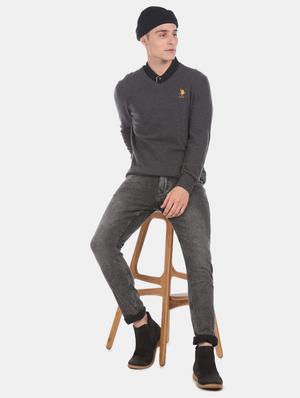 grey solid pullover - 17730058 - Standard Image - 4