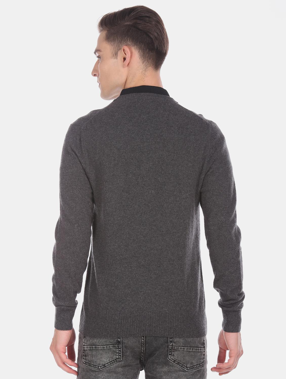 grey solid pullover - 17730058 - Zoom Image - 3