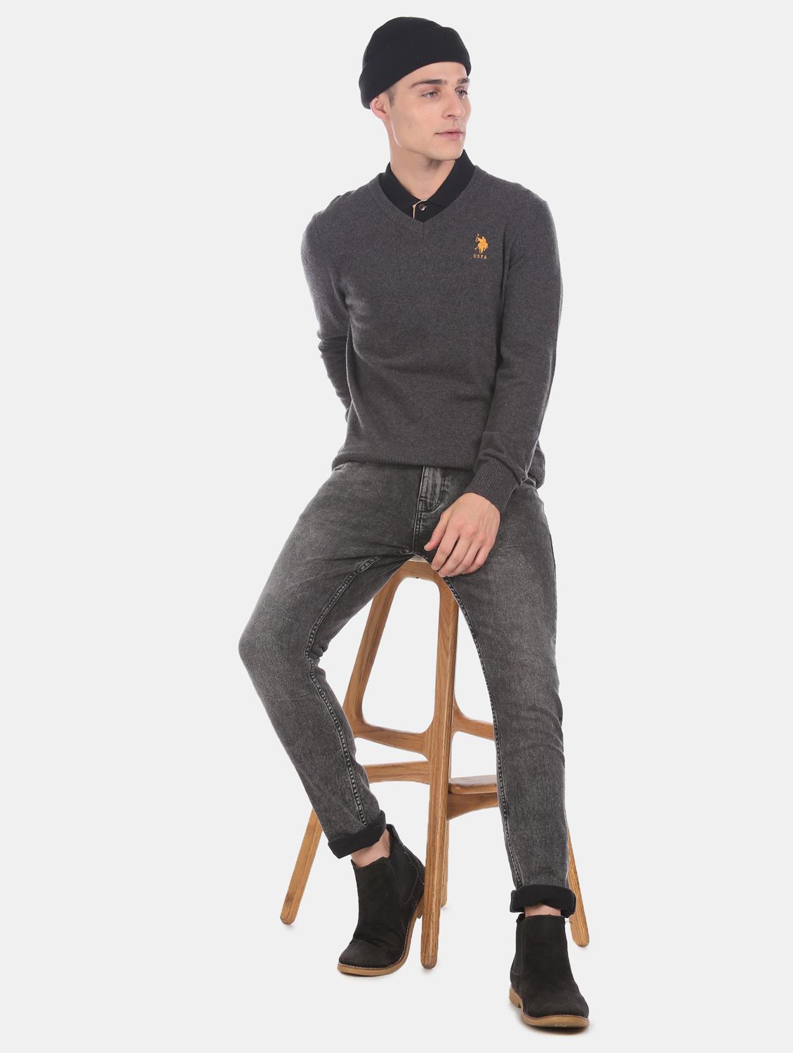 grey solid pullover - 17730058 - Zoom Image - 4