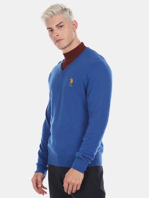 blue solid pullover - 17730072 - Standard Image - 2