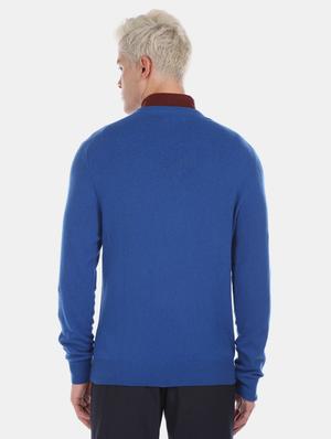 blue solid pullover - 17730072 - Standard Image - 3