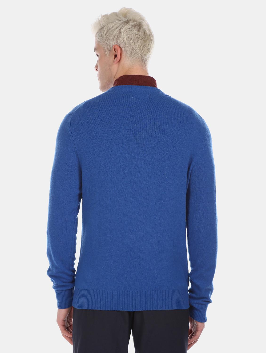 blue solid pullover - 17730072 - Zoom Image - 3