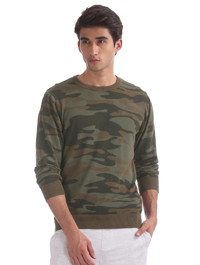 olive green printed pullover - 17730089 - Zoom Image - 1