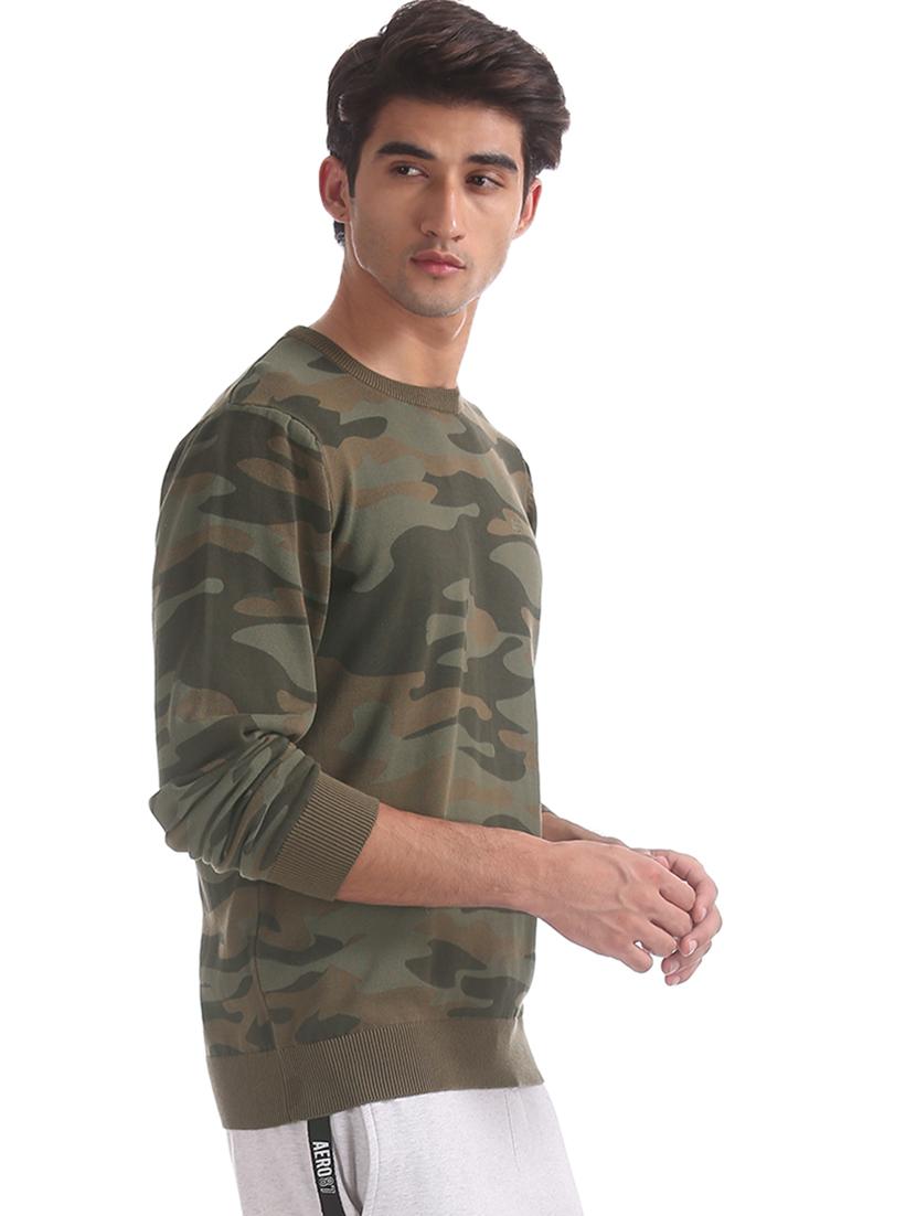 olive green printed pullover - 17730089 - Zoom Image - 2