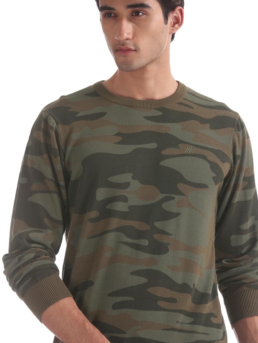 olive green printed pullover - 17730089 - Zoom Image - 6