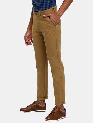 brown solid chinos casual trouser - 17730387 - Standard Image - 2