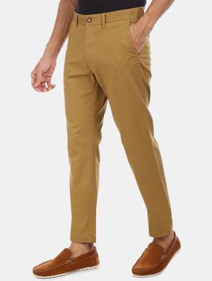 khaki solid chinos casual trouser - 17730437 - Standard Image - 2