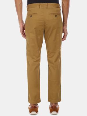 khaki solid chinos casual trouser - 17730437 - Standard Image - 3