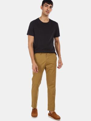 khaki solid chinos casual trouser - 17730437 - Standard Image - 4