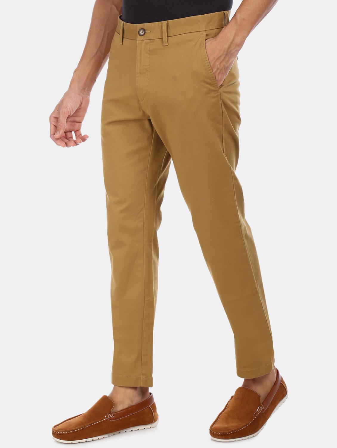 khaki solid chinos casual trouser - 17730437 - Zoom Image - 2