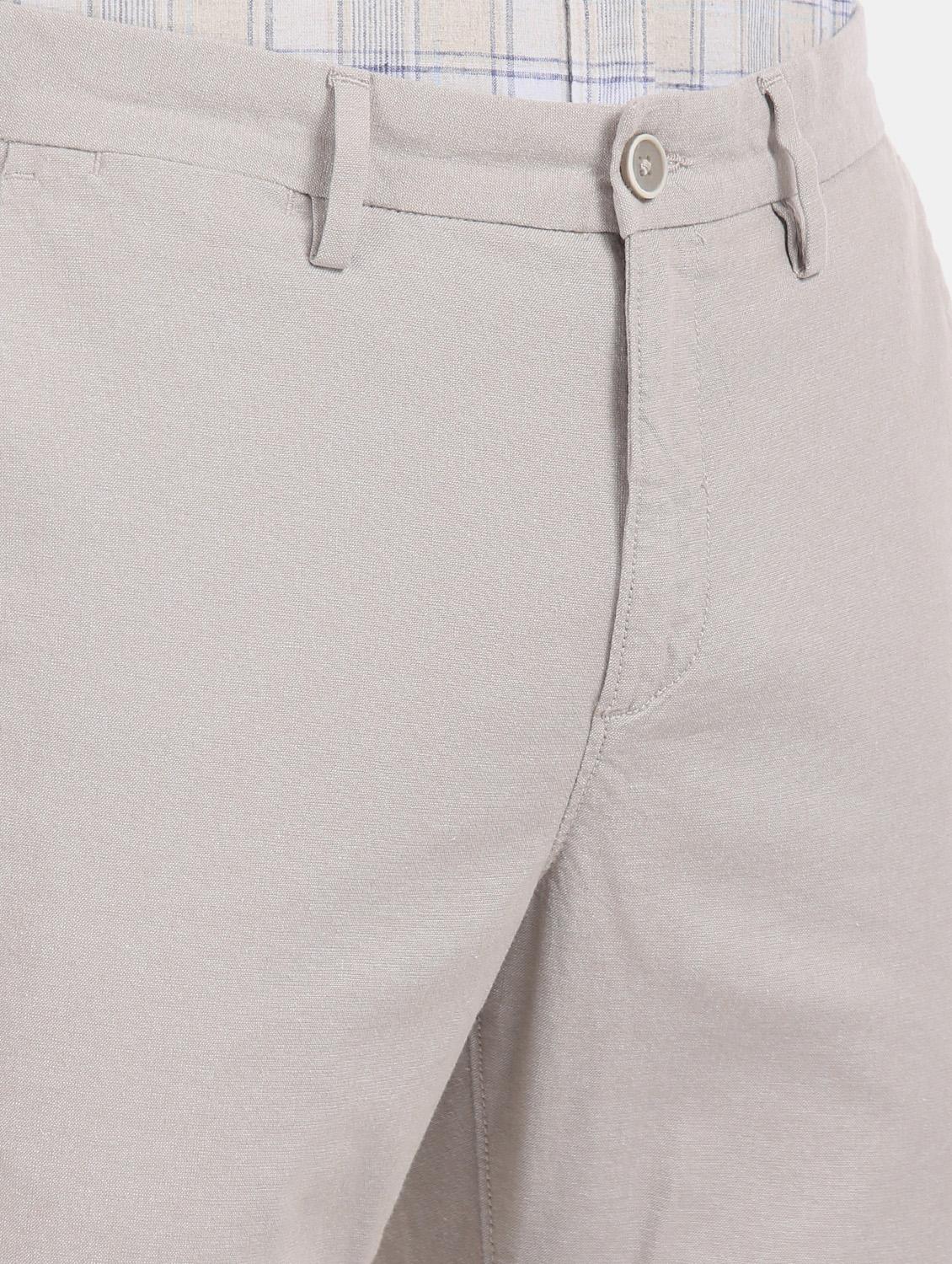 beige solid flat front casual trouser - 17730517 - Zoom Image - 5