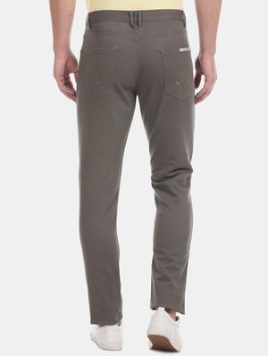grey solid flat front casual trouser - 17730617 - Standard Image - 3