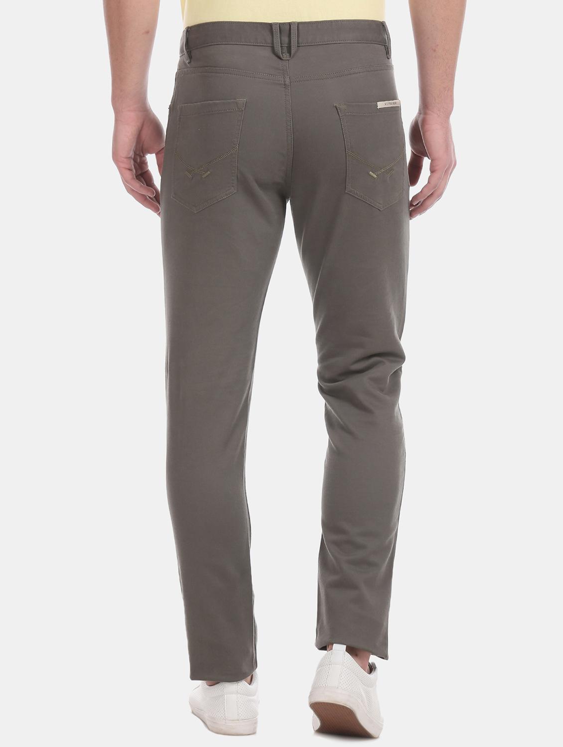 grey solid flat front casual trouser - 17730617 - Zoom Image - 3
