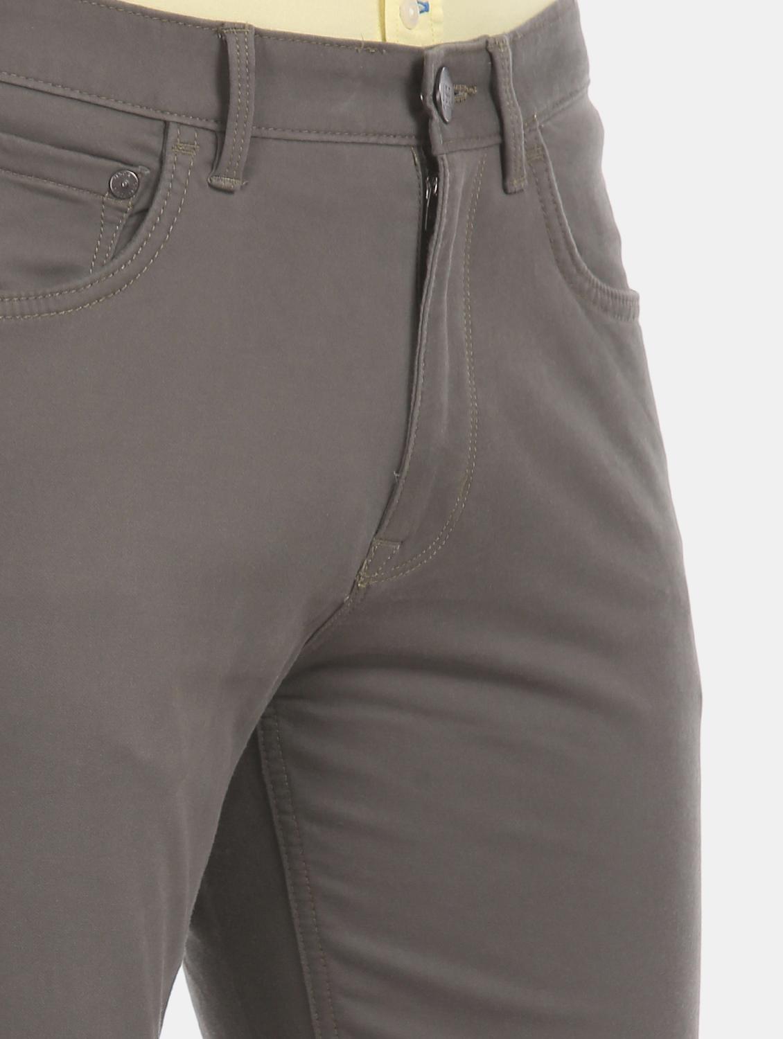 grey solid flat front casual trouser - 17730617 - Zoom Image - 5