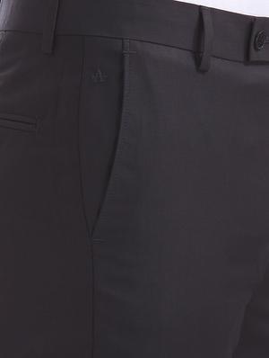 navy blue solid flat front formal trouser - 17731035 - Standard Image - 5