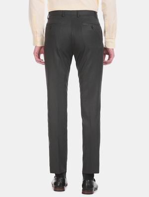 grey solid flat front formal trouser - 17731067 - Standard Image - 3