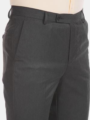grey solid flat front formal trouser - 17731067 - Standard Image - 5