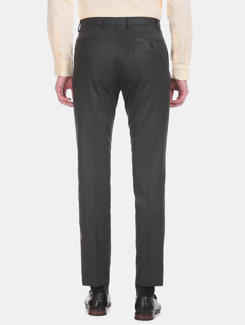grey solid flat front formal trouser - 17731067 - Zoom Image - 3
