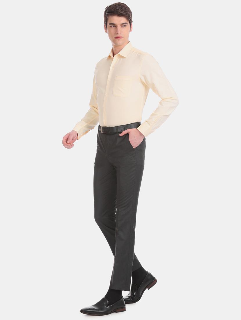 grey solid flat front formal trouser - 17731067 - Zoom Image - 4