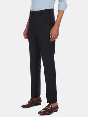 black solid flat front formal trouser - 17731083 - Standard Image - 2