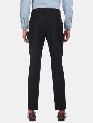 black solid flat front formal trouser - 17731083 - Standard Image - 3