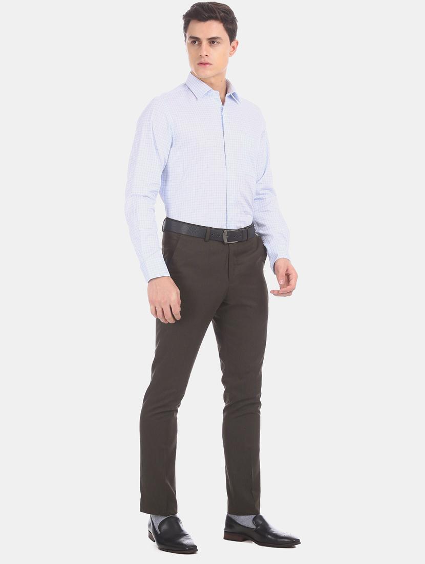 grey textured flat front formal trouser - 17731150 - Zoom Image - 4