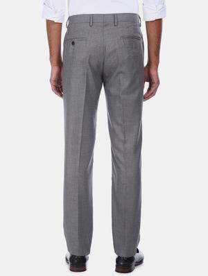 grey solid flat front formal trouser - 17731163 - Standard Image - 3