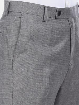 grey solid flat front formal trouser - 17731163 - Standard Image - 5