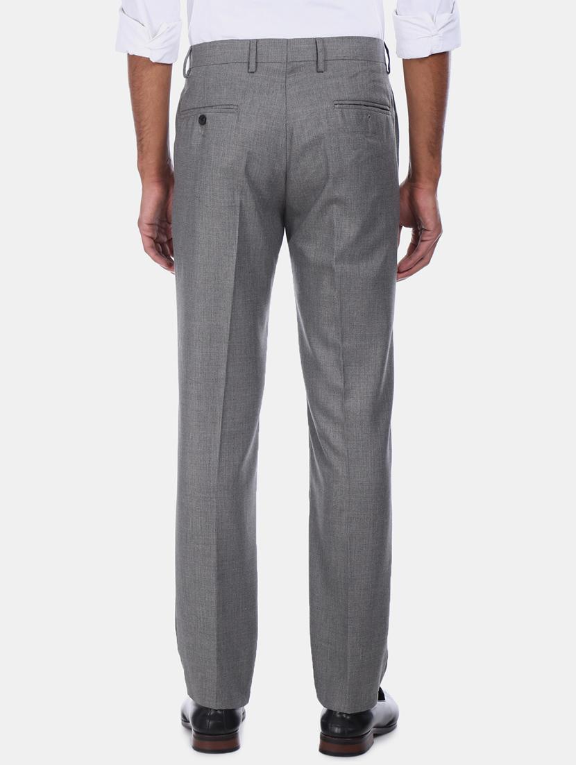 grey solid flat front formal trouser - 17731163 - Zoom Image - 3