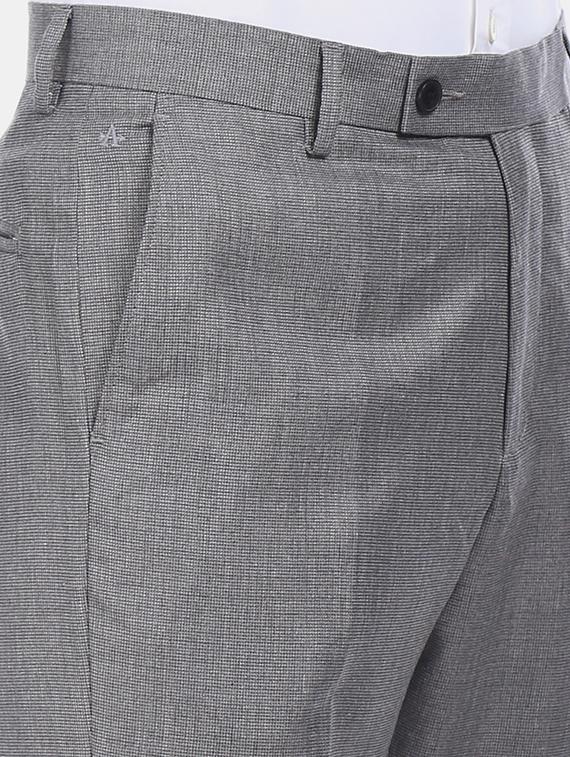 grey solid flat front formal trouser - 17731163 - Zoom Image - 5