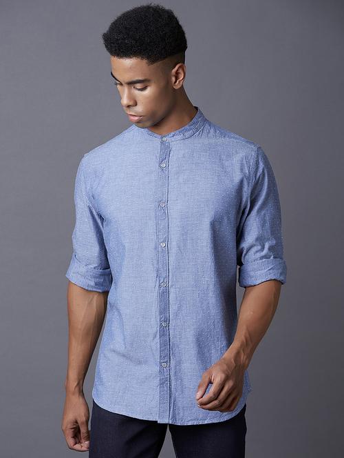 light blue printed casual shirt - 17732188 - Standard Image - 1