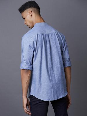 light blue printed casual shirt - 17732188 - Standard Image - 3