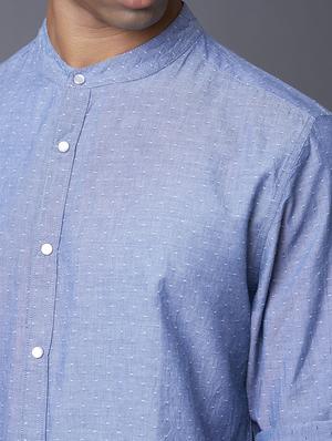 light blue printed casual shirt - 17732188 - Standard Image - 5
