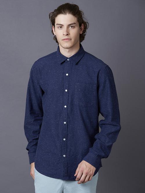 navy blue printed casual shirt - 17732195 - Standard Image - 1