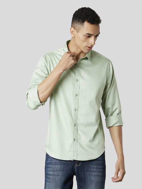 green solid casual shirt - 17732226 - Standard Image - 1