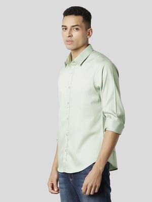 green solid casual shirt - 17732226 - Standard Image - 3