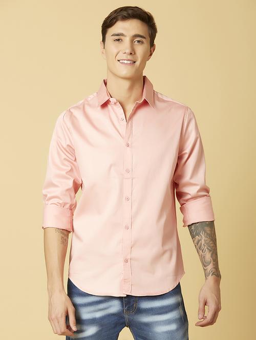 pink solid casual shirt - 17732227 - Standard Image - 1
