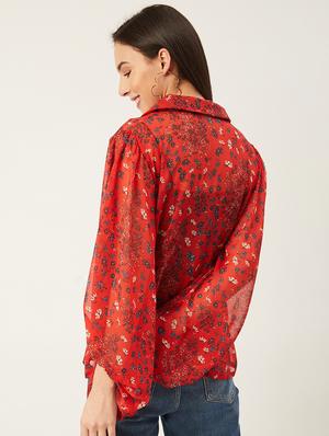 balloon sleeves floral top - 17732328 - Standard Image - 3
