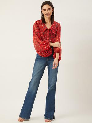 balloon sleeves floral top - 17732328 - Standard Image - 4