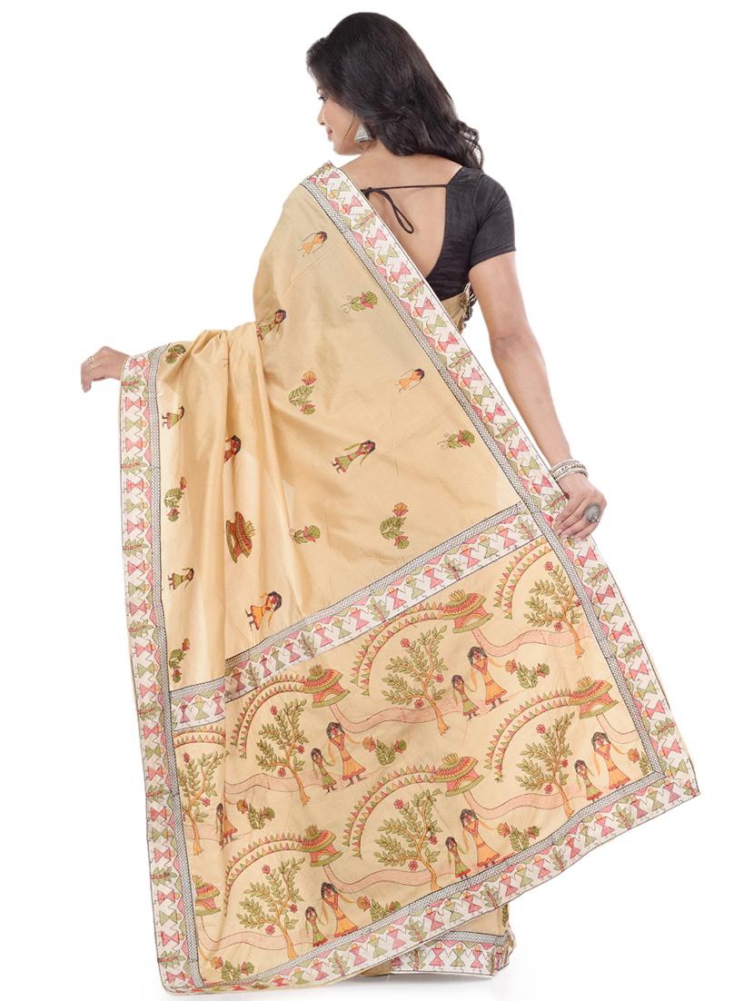 lace bordered embroidered saree with blouse - 17732663 - Zoom Image - 2