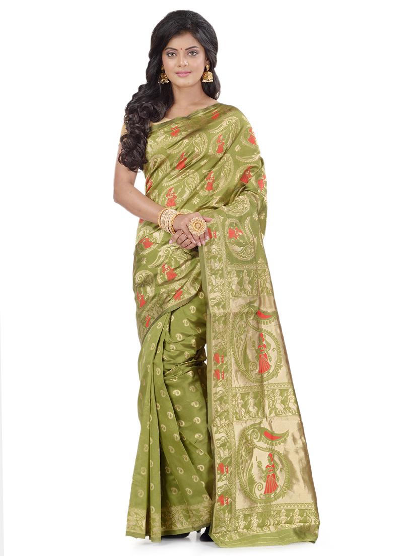 paisley baluchari saree with blouse - 17732667 - Zoom Image - 1