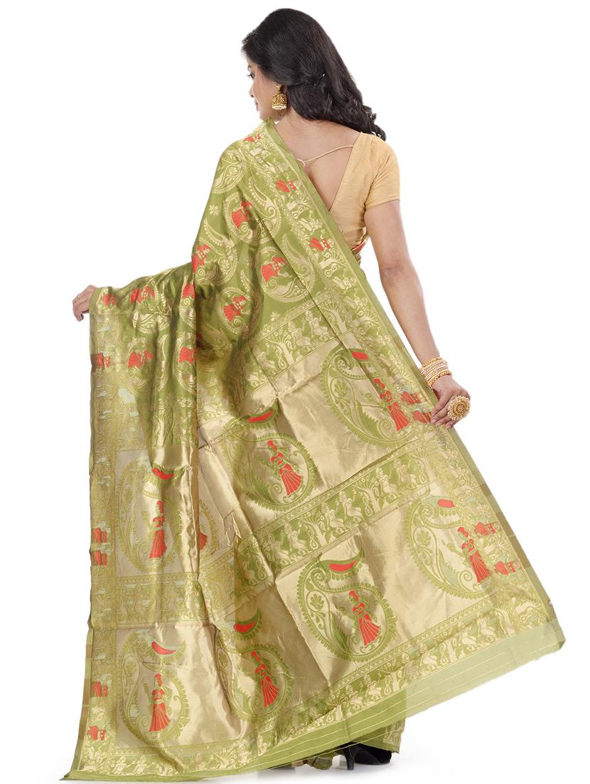 paisley baluchari saree with blouse - 17732667 - Zoom Image - 2